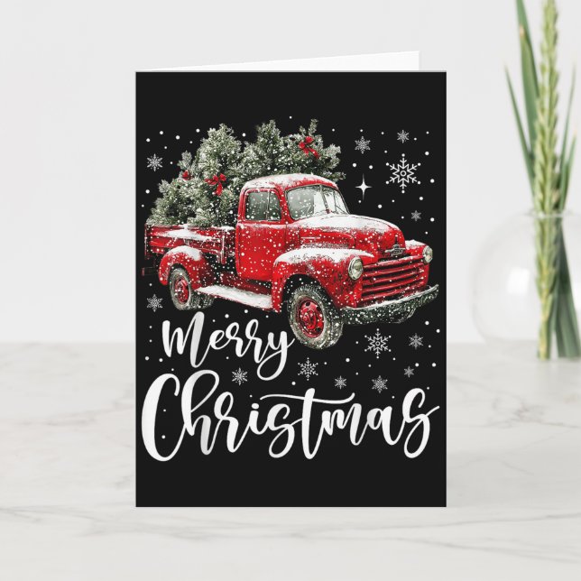 Carte Merry Christmas Red Truck Family Matching Christma (Devant)
