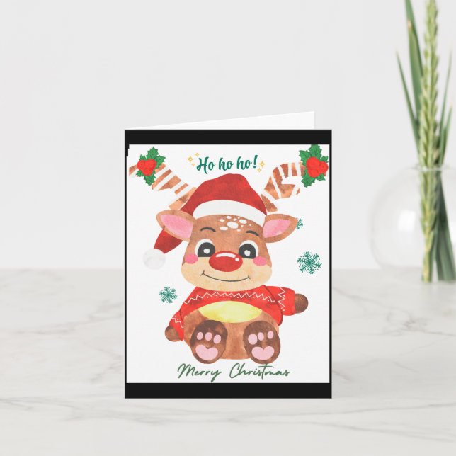 Carte Merry Christmas Reindeer Festive Fun Toddler  (Devant)