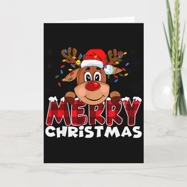 Carte Merry Christmas Reindeer Men Women Family Matching (Devant)