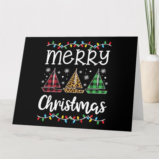 Carte Merry Christmas Sailboat Sailing Lover Xmas Gift (Devant)