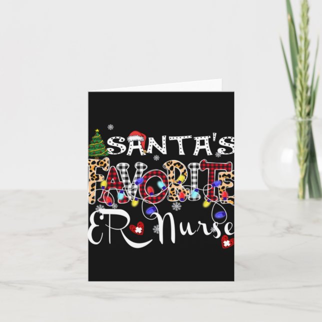 Carte Merry Christmas Santa S Favorite Er Nurse Xmas Lig (Devant)