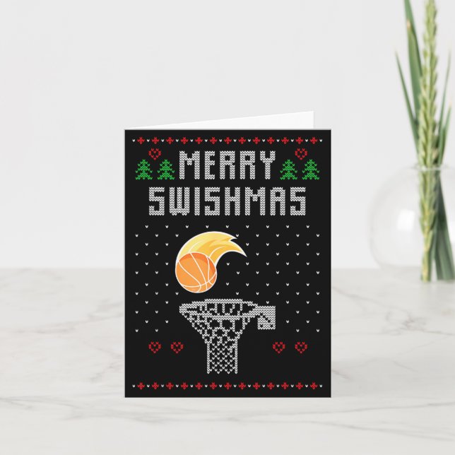 Carte Merry Christmas Swishmas Basketball Xmas Gift Ugly (Devant)