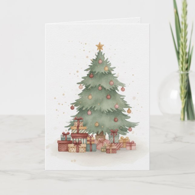 Carte Merry Christmas Tree Card Gifts Under the Tree (Devant)