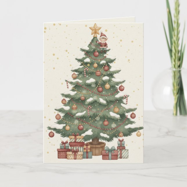 Carte Merry Christmas Tree Card Gifts Under the Tree (Devant)