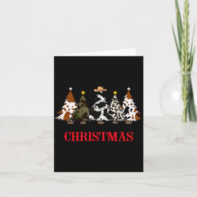 Carte Merry Christmas Tree Western Cowhide Xmas Cowboy F (Devant)