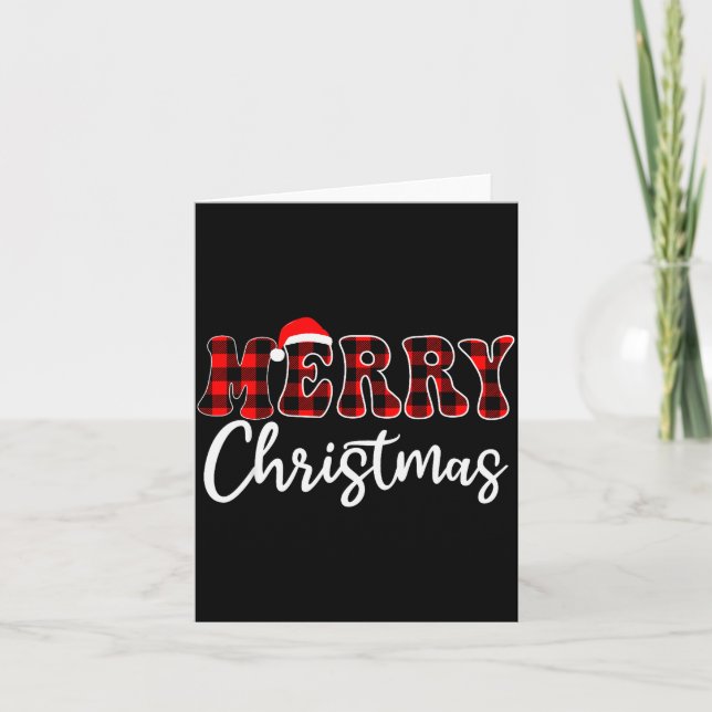 Carte Merry Christmas With Black And Red Plaid Family Me (Devant)