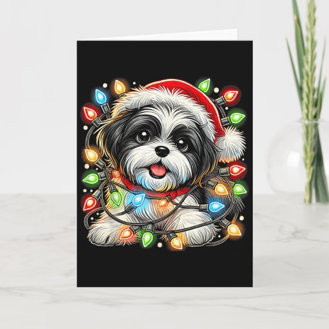 Carte Merry Christmas Xmas Shih Tzu Santa Dog Men Women  (Devant)