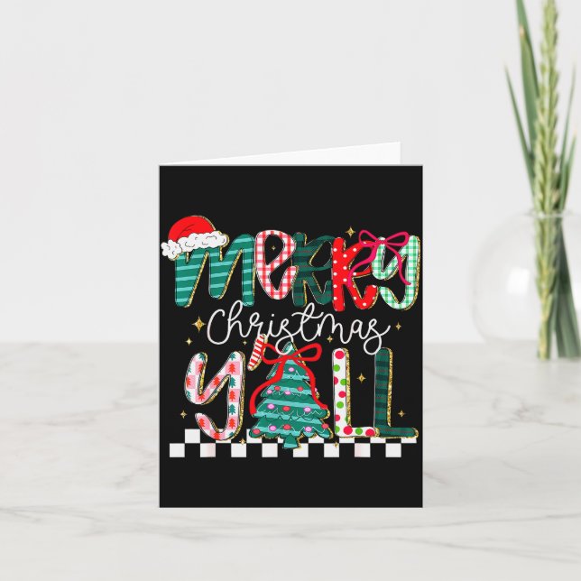 Carte Merry Christmas Y’all Southern Christmas Tree Girl (Devant)