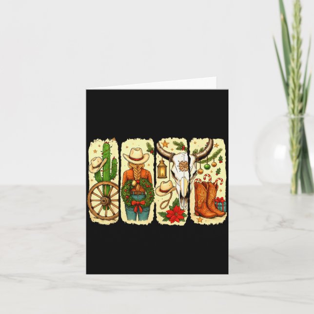 Carte Merry Christmas Y'all Western Country Howdy Cowgir (Devant)