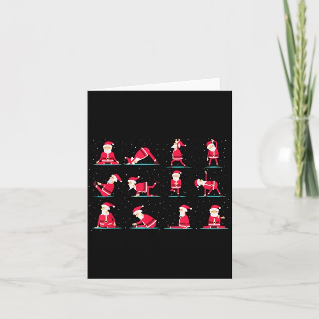 Carte Merry Christmas Yoga Santa Practice Yoga Xmas Medi (Devant)