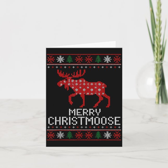 Carte Merry Christmoose Funny Christmas Moose Sweater An (Devant)