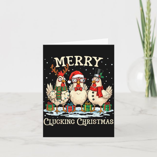 Carte Merry Clucking Christmas Chicken Farm Animal Xmas  (Devant)
