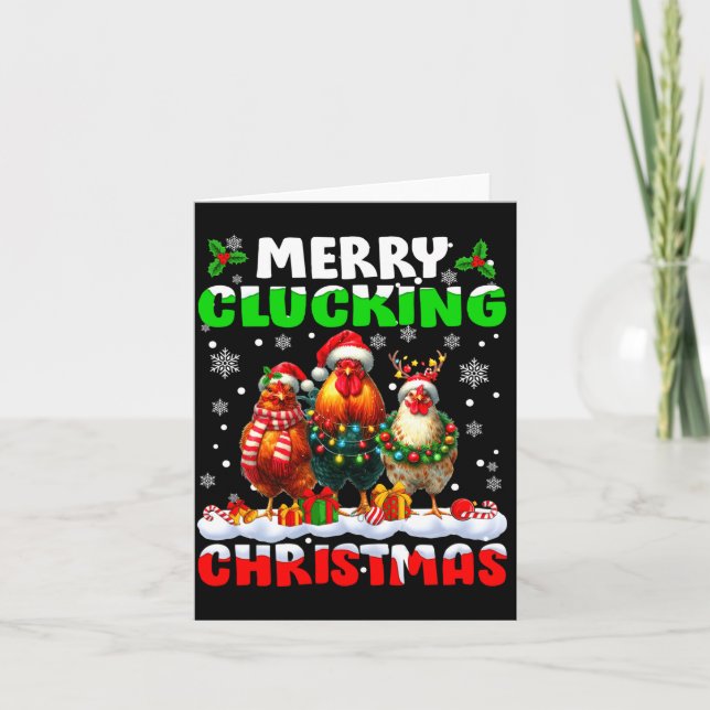 Carte Merry Clucking Christmas Funny Chicken Santa Hat X (Devant)