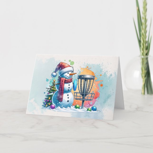 Carte Merry Disk-mas | Disk Golf Personnalisé Noël (Devant)