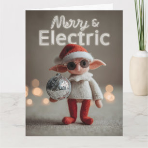 Carte MERRY & ELECTRIC : Poupée de lutin de Noël fantais