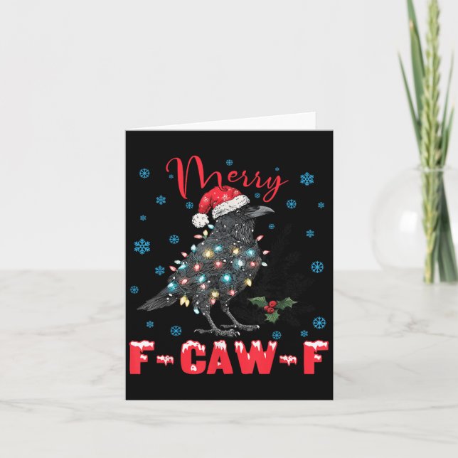 Carte Merry F-caw-f Christmas Black Crow Funny Black Bir (Devant)