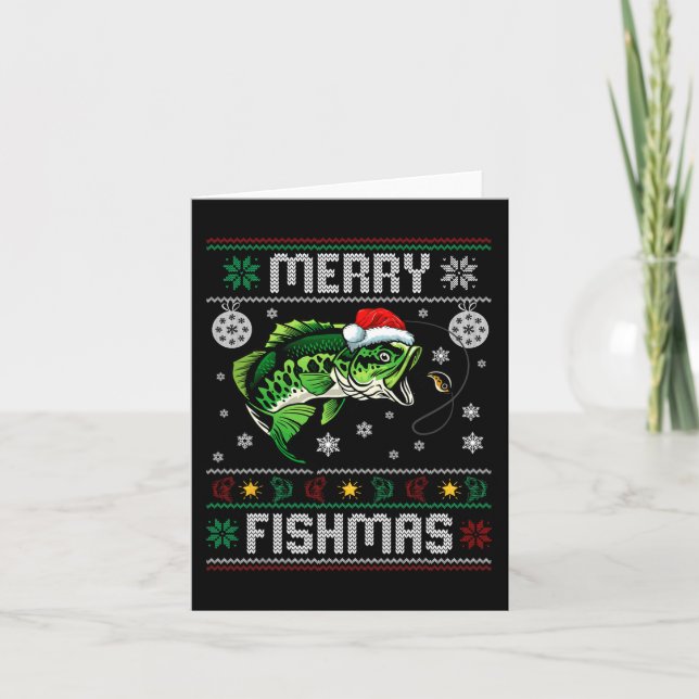 Carte Merry Fishmas Amusants Pêche Pêcheur de poisson Ug (Devant)