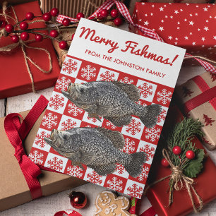 Carte Merry Fishmas Crappie Pêche Snowflake Holiday
