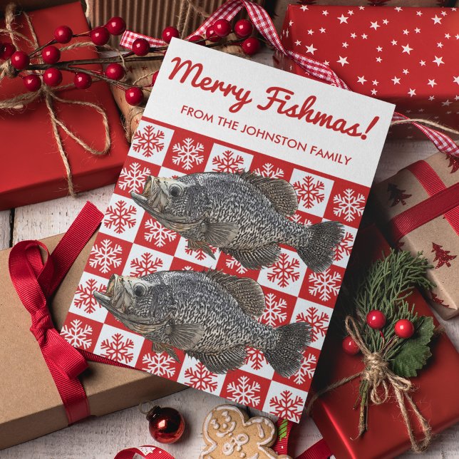 Carte Merry Fishmas Crappie Pêche Snowflake Holiday (Merry Fishmas!  Order your Crappie Fishing Christmas Card today.)