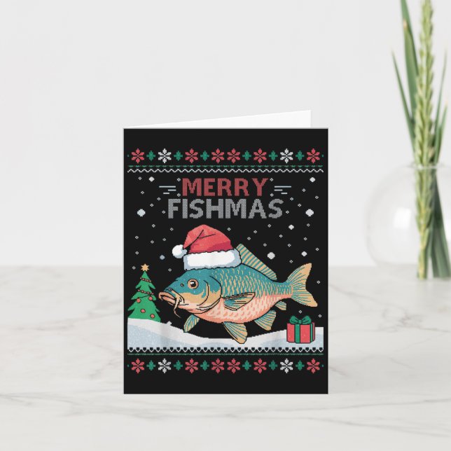 Carte Merry Fishmas - Drôle laide pêche à la carpe de No (Devant)