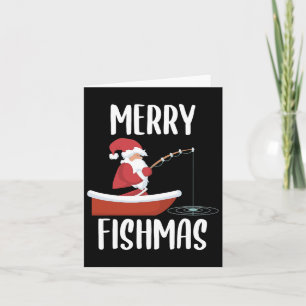 Carte Merry Fishmas Drôle Père Noël Pêcheur Christ pêche
