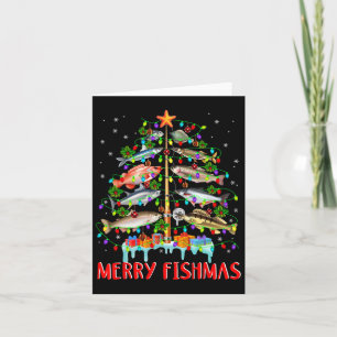 Carte Merry Fishmas Funky Christmas Tree Lights Fish Fis
