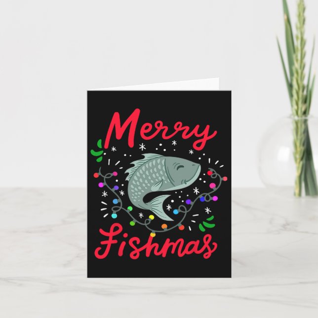 Carte Merry Fishmas Funky Christmas Tree Lights Fish Fis (Devant)