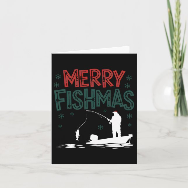 Carte Merry Fishmas Funny Noël Pêcheur Fête (Devant)