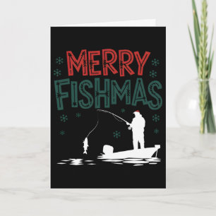 Carte Merry Fishmas Noël drôle de pêcheur Fête de fin d'