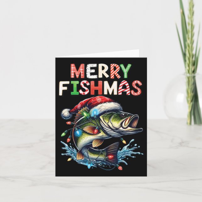 Carte Merry Fishmas Père Noël Pêcheurs amoureux Drôle Pê (Devant)