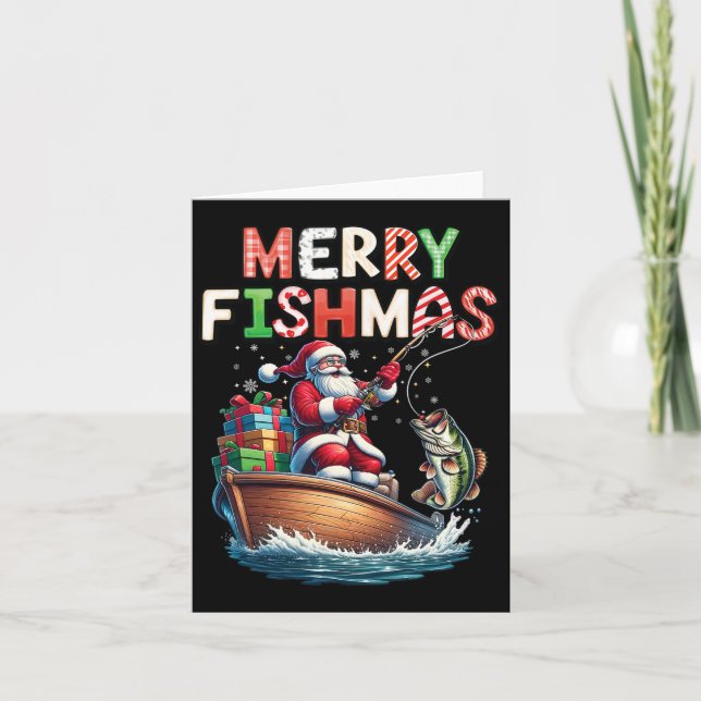 Carte Merry Fishmas Père Noël Pêcheurs amoureux Drôle Pê (Devant)