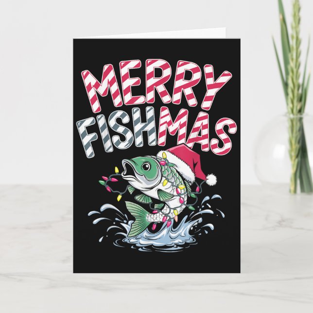 Carte Merry Fishmas Santa Fishing Lovers Funny Fisherman (Devant)