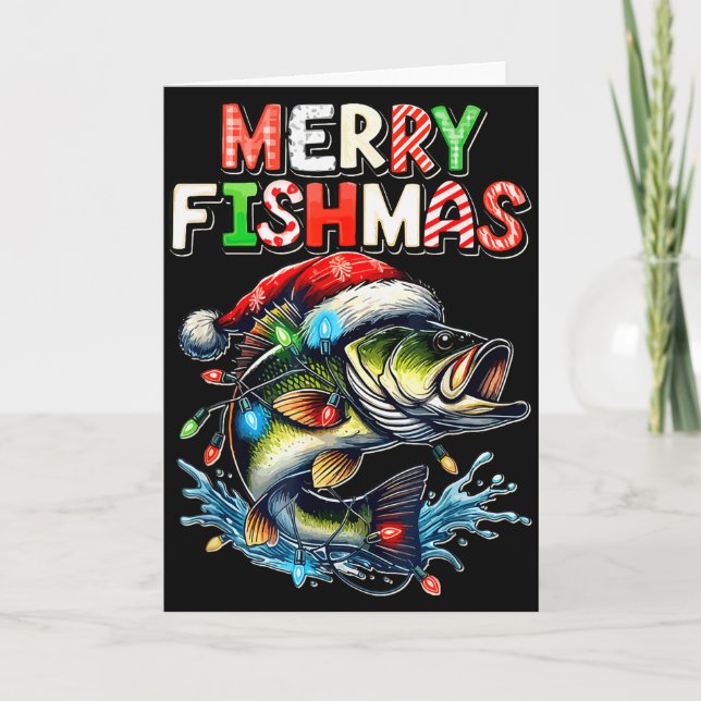 Carte Merry Fishmas Santa Fishing Lovers Funny Fisherman (Devant)