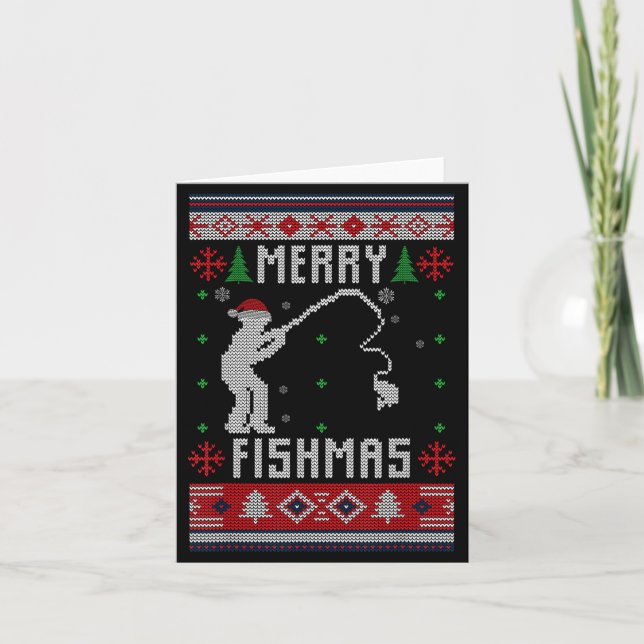 Carte Merry Fishmas Ugly Sweater Ugly Fishing Christmas  (Devant)