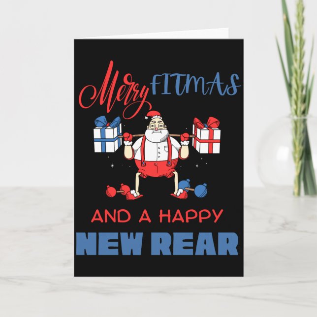Carte Merry Fitmas A Happy New Rear Gym Fitness Xmas T S (Devant)
