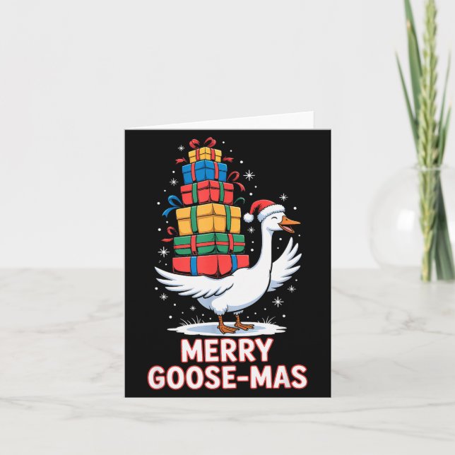 Carte Merry Goose-mas With Xmas Funny Christmas Goose  (Devant)