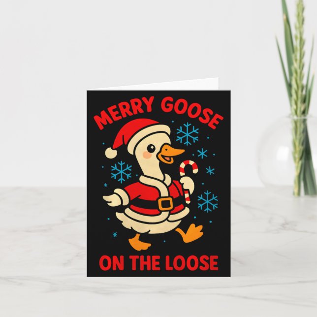 Carte Merry Goose On The Loose Silly Christmas Holiday F (Devant)