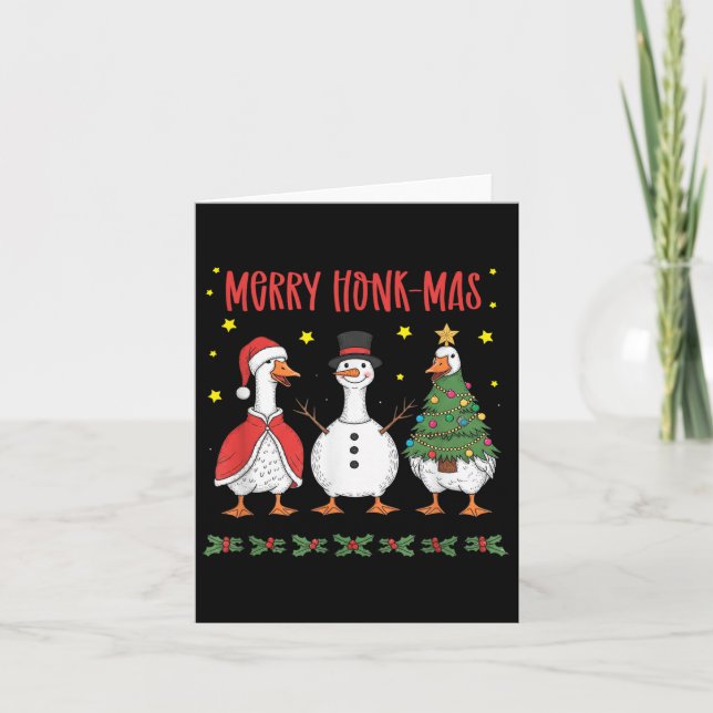 Carte Merry Honk-mas Funny Goose Christmas Humor  (Devant)