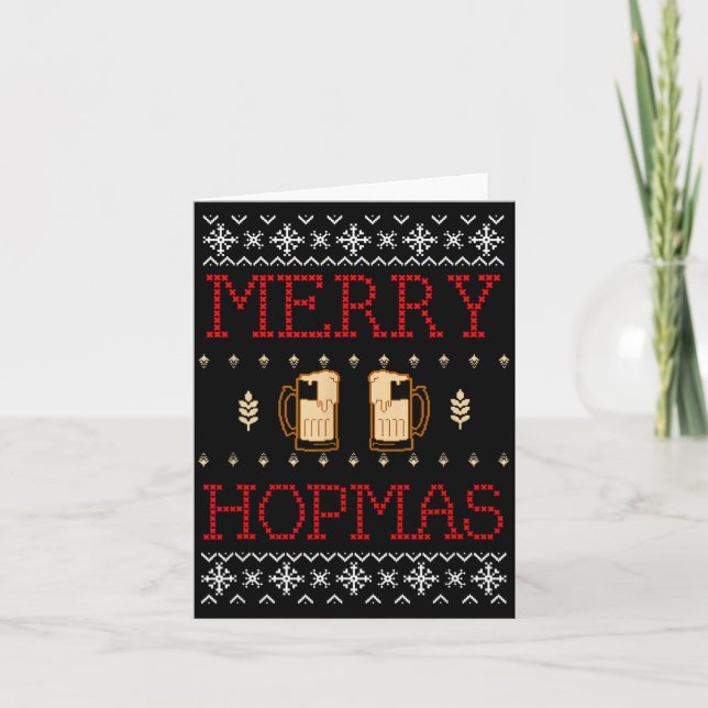 Carte Merry Hopmas Funny Beer Ugly Christmas  (Devant)