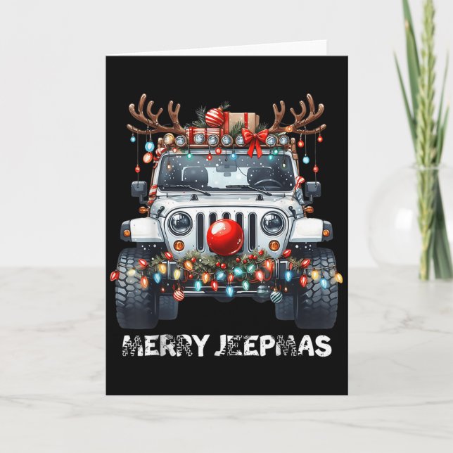 Carte Merry Jeepmas Ugly Light Reindeer Christmas  (Devant)