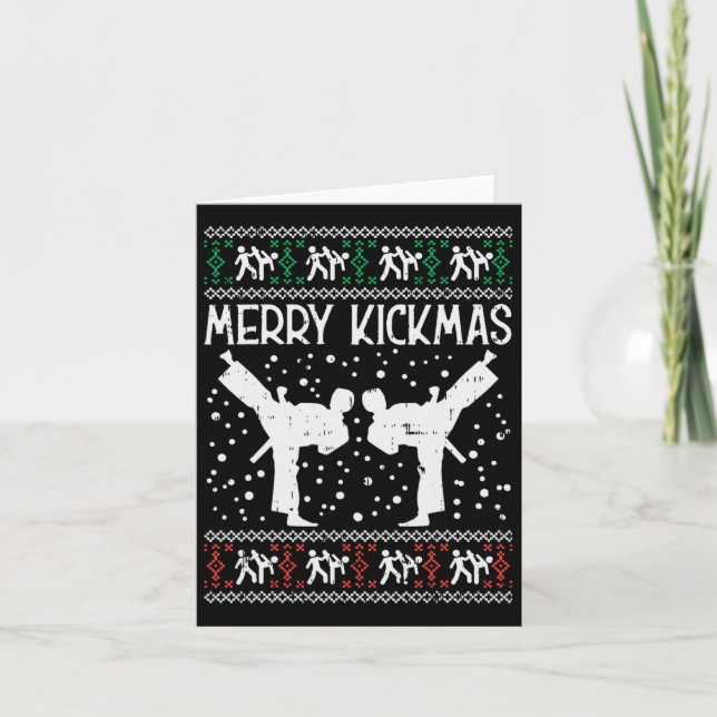 Carte Merry Kickmas Ugly Christmas Karaté Jiu Jitsu Mart (Devant)