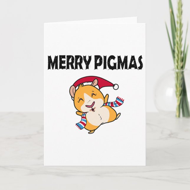 Carte Merry Pigmas Face Mask Funny Guinea Pig Christmas  (Devant)