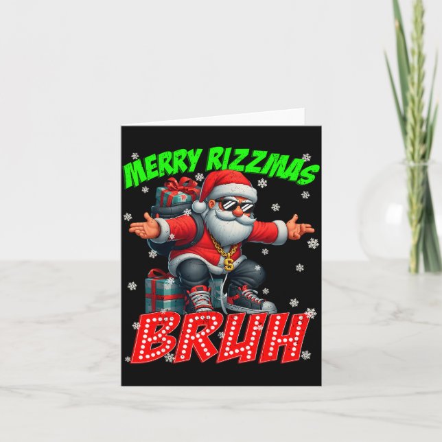 Carte Merry Rizzmas Bruh Graphic Santa Pjs Christmas Xma (Devant)