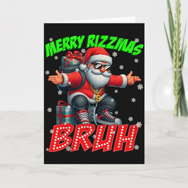 Carte Merry Rizzmas Bruh Graphic Santa Pjs Christmas Xma (Devant)