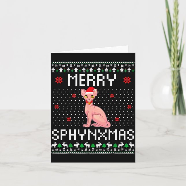 Carte Merry Sphynxmas Sphynx Cat Lover Christmas Ugly Me (Devant)