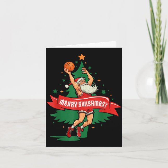 Carte Merry Swishmas Basketball Santa Christmas Pajamas  (Devant)