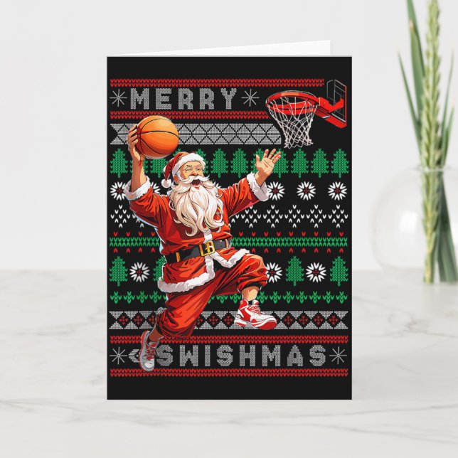 Carte Merry Swishmas Basketball Ugly Christmas Xmas Men  (Devant)
