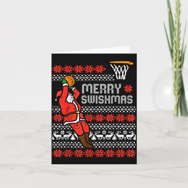 Carte Merry Swishmas Basketball Ugly Christmas Xmas Men  (Devant)