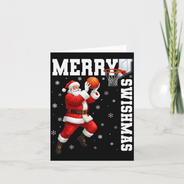 Carte Merry Swishmas Srt Christmas Basketball Xmas Men B (Devant)