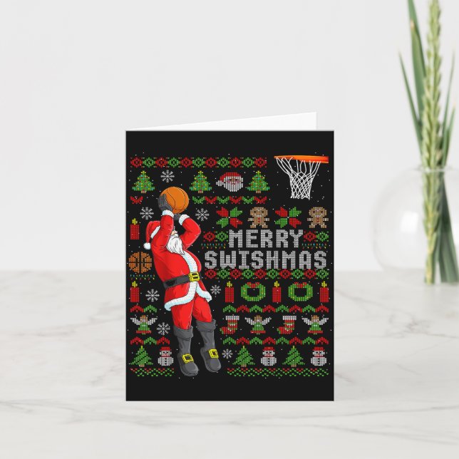 Carte Merry Swishmas Ugly Christmas Basketball Christmas (Devant)